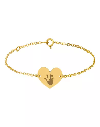 Bracelet Cœur en Or sur chaîne à personnaliser avec une empreinte