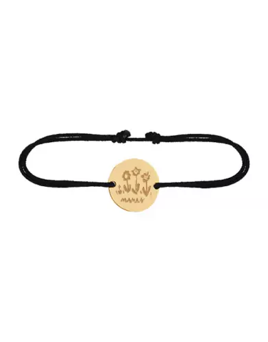 Bracelet Rond en Or sur cordon à personnaliser avec un dessin