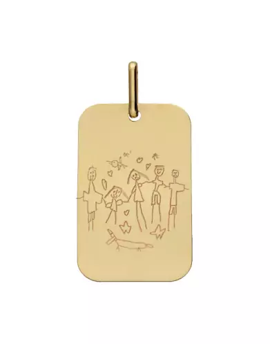Médaille Rectangle en Or à Personnaliser avec un Dessin