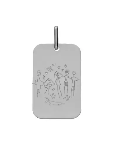 Médaille Rectangle en Or à Personnaliser avec un Dessin