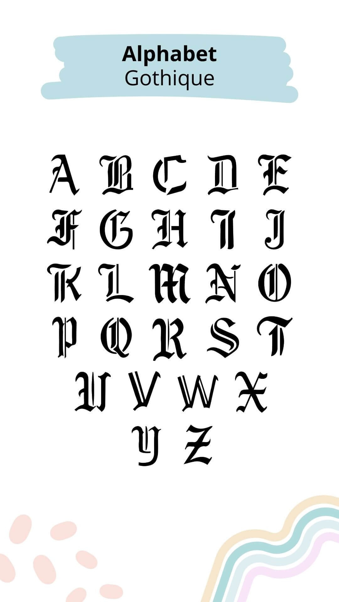 bijoux avec alphabet gothique