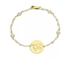 Identit&eacute; B&eacute;b&eacute; Colombe Perles en Or